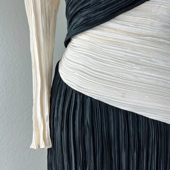 Mary McFadden Brook Shields Color Block Pleated Panel Floor Length Evening Gown - Picture 9 of 13